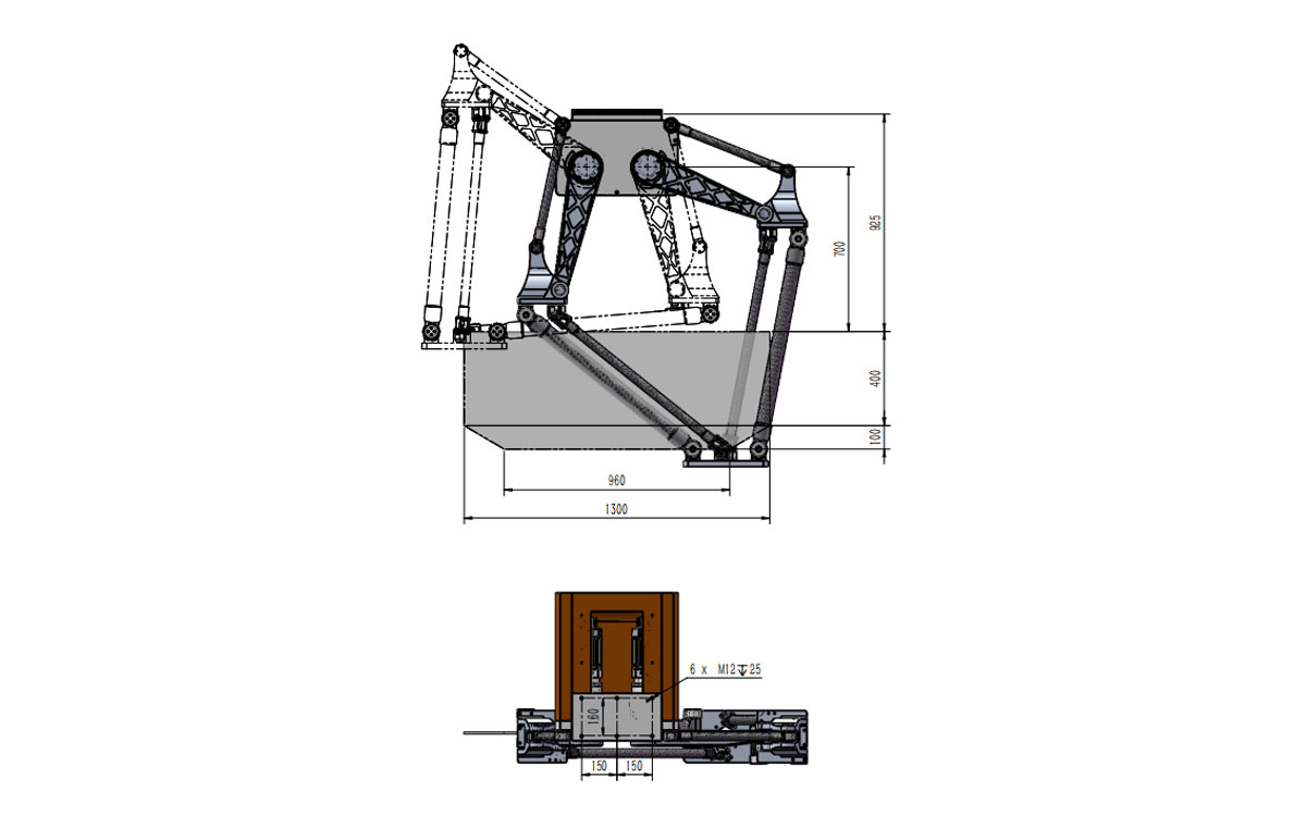 BAT1300B-S50重荷重デルタロボットの技術的な図面