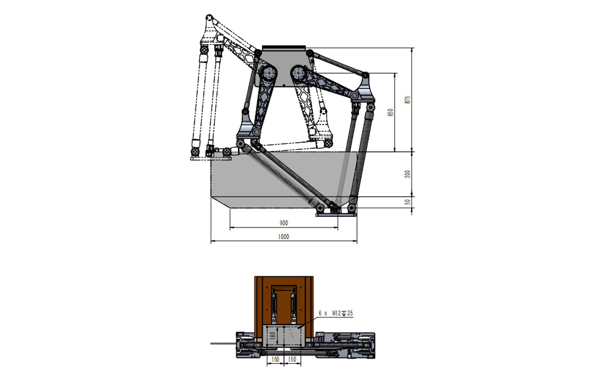 BAT1000B-S60重荷重デルタロボットの技術的な図面