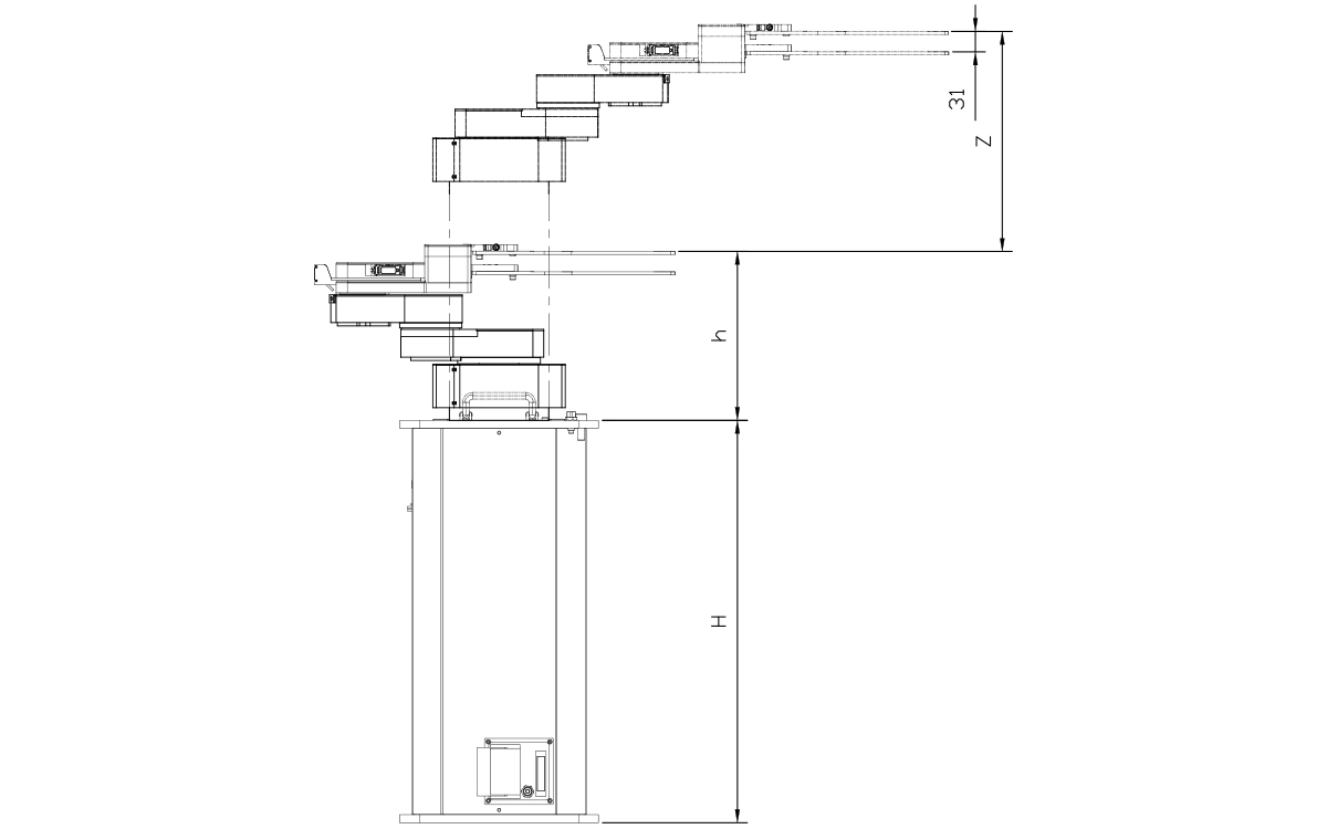 Lobster200Z300S-T0X5-Vウエハロボットの技術的な図面